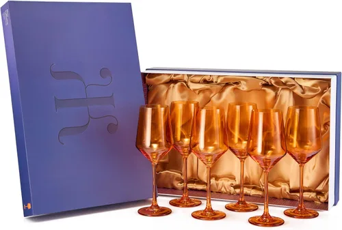 Miniatura 2 de Juego de copas de vino de colores, juego de 6 vasos de 12 onzas, tallo alto de estilo italiano único para vino blanco y tinto, agua, vasos