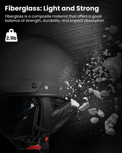 Miniatura 3 de ILM Medio casco de fibra de vidrio para motocicleta con visera para motocicleta, crucero, ciclomotor, scooter DOT modelo A213