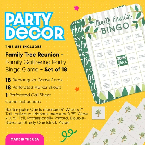 Miniatura 2 de Big Dot of Happiness Family Tree Reunion - Juego de bingo con 18 cartas y marcadores, actividad de reunión familiar, perfecto para grupos grandes