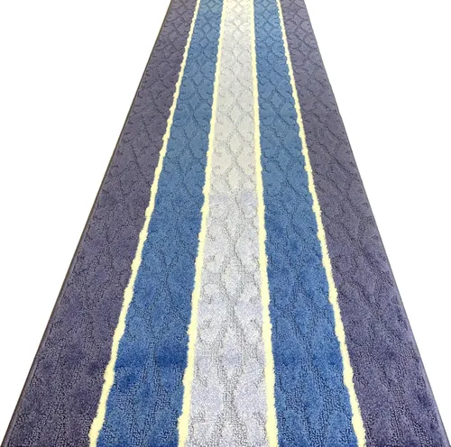 Miniatura 4 de Alfombra de pasillo de longitud personalizada, antideslizante, 26 pulgadas de ancho x tu elección de longitud, azul damasco, 26 pulgadas x 3 pies