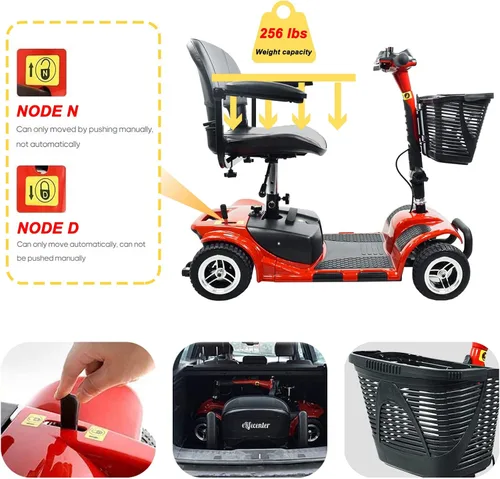 Miniatura 5 de Patinete de movilidad de 4 ruedas – Patinetes de movilidad plegables portátiles para adultos – Scooter eléctrico de movilidad con batería 12V12AH