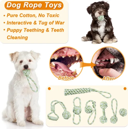 Miniatura 3 de LECHONG Paquete de 24 juguetes masticables para cachorros, juguetes de dentición para perros con contenedor de almacenamiento, juguetes de cuerda
