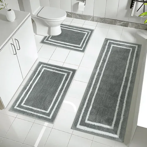 Miniatura 11 de Uphome Tapete de baño gris para baño, 18 x 24 pulgadas, moderno, antideslizante, lavable a máquina, tapete de baño absorbente de microfibra suave