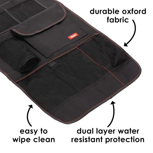 Miniatura 6 de Diono Stow 'n Go – Organizador para el asiento trasero del coche para niños, protector de respaldo con alfombrilla antipatadas, con 7 bolsillos