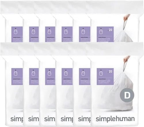 Miniatura 33 de simplehuman Forro para bote de basura de ajuste personalizado, 45 litros/12 galones, 20 unidades (paquete de 2)