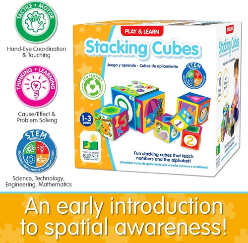 Miniatura 6 de Learning Journey International LLC Play & Learn - Cubos apilables - Juguetes STEM y regalos para niños y niñas a partir de 12 meses - Juguete