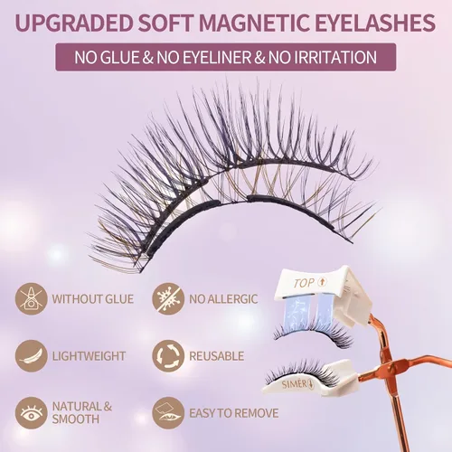 Miniatura 2 de Pestañas magnéticas dobles con aplicador, pestañas postizas suaves y esponjosas, aspecto natural de visón, 4D, reutilizables, no necesitan