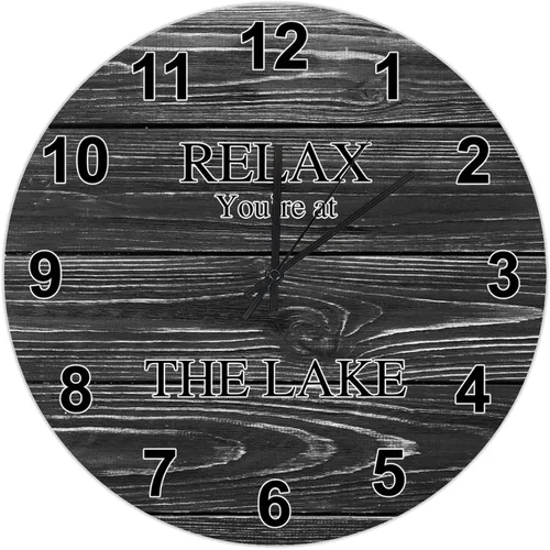 Miniatura 54 de UFunhome Reloj de pared de granja Lake Relax You're at The Lake Silent Non-Ticking Vintage Country reloj de grano de madera a pilas para el hogar