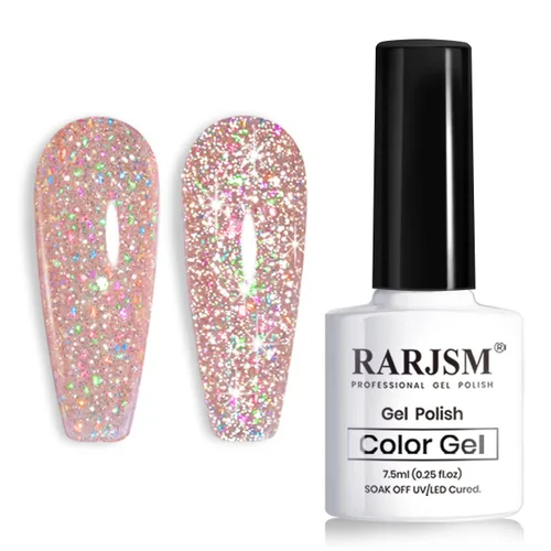 Miniatura 14 de RARJSM Esmalte de uñas de gel con purpurina roja reflectante holográfica, destellos de arco iris, diamantes brillantes, LED, UV, secado con lámpara