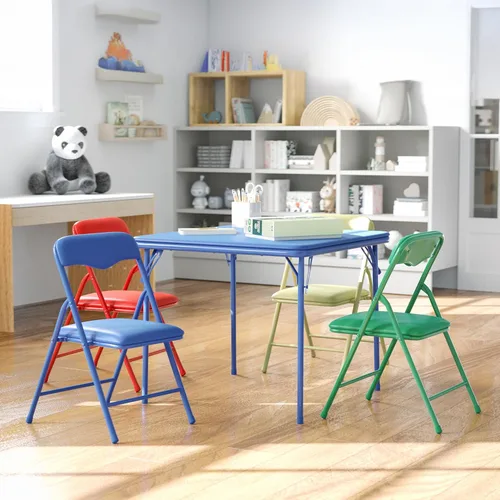 Miniatura 25 de Flash Furniture Mindy Kids - Juego de mesa y sillas cuadradas plegables de 5 piezas para guardería y aulas, juego de mesa de actividades y sillas