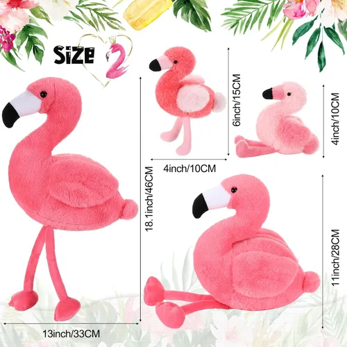 Miniatura 2 de Skylety Animal de peluche de flamenco de 18 pulgadas con 4 bebés, juguetes de peluche en el interior con cremallera para mamá, flamenco rosa