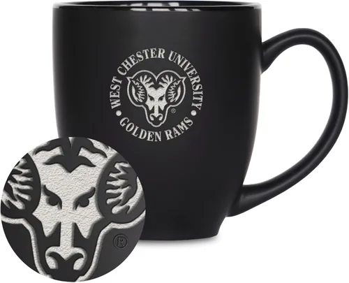 Miniatura 238 de Rico Industries - Taza de cerámica mate negra con grabado láser estándar de 15oz para NCAA (escuelas T & U) - Para bebidas calientes o frías