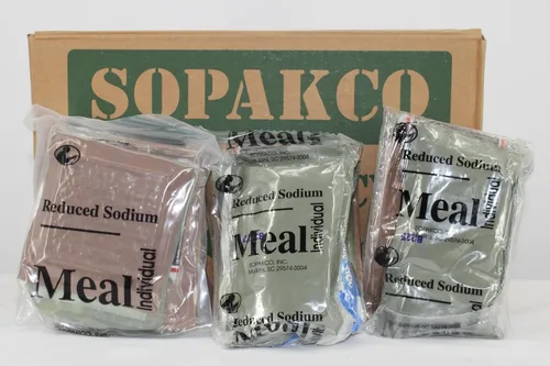 Miniatura 2 de SOPAKCO Raciones alimenticias reducidas en sodio MRE 14 comidas listas para comer - 8/23 o más recientes