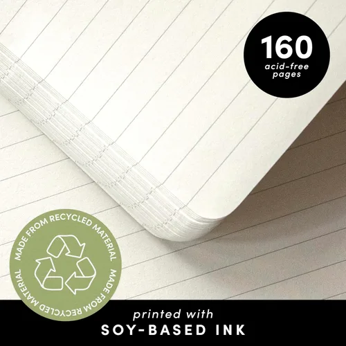 Miniatura 4 de PAPERAGE - Libreta de rayas con líneas recicladas, (color negro), 160 páginas, tamaño mediano de 5.6 x 8 pulgadas - papel grueso de 100 g/m²