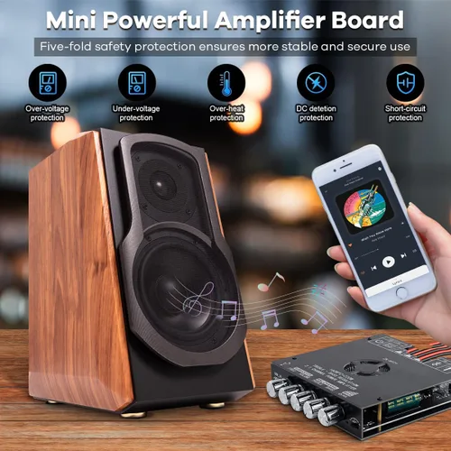 Miniatura 5 de ZK-HT21 TDA7498E Placa Amplificador Bluetooth 160W×2+220W Subwoofer Receptor de Audio 2.1 Canales Amplificador de Potencia Módulo con Control