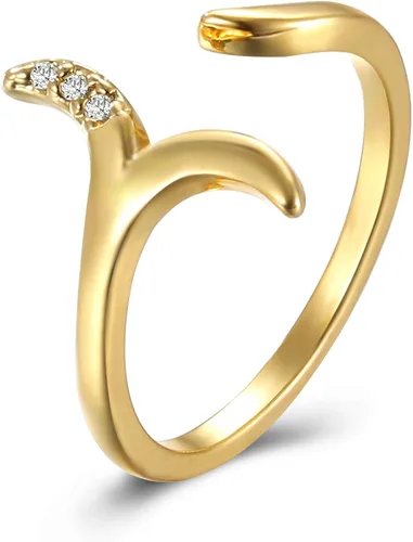 Miniatura 2 de Frodete - Anillo de cola de pez de sirena para mujer con triángulo geométrico