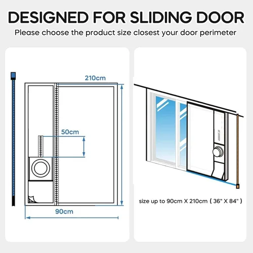 Miniatura 5 de Kit de ventilación de puerta corredera de CA portátil, kit de sellado de puerta 100% para aire acondicionado portátil y secadora A
