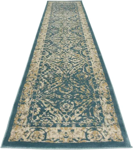 Miniatura 4 de Unique Loom Oslo Collection - Alfombra tradicional botánica verde azulado (3 x 13 pies)