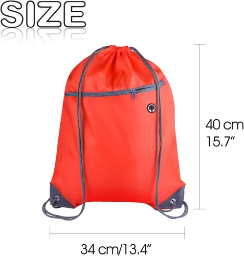 Miniatura 2 de KUUQA Bolsas de mochila con cordón a granel con bolsillo con cremallera y agujero para auriculares, Rojo -, Viajar