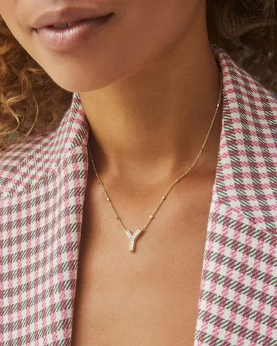 Miniatura 3 de Kendra Scott - Collar con dije de letra, de la A a la Z, para mujer, joyería de moda, latón chapado en oro de 14 quilates