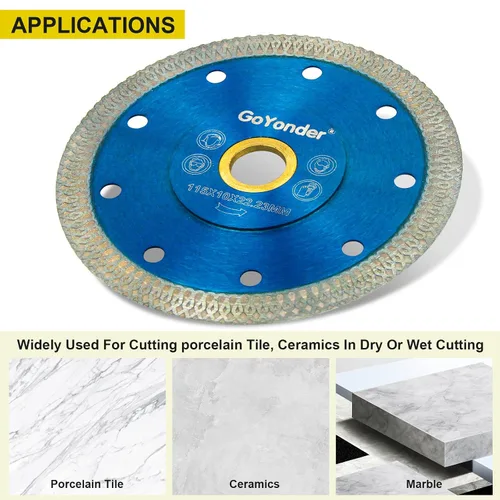 Miniatura 5 de GoYonder Hoja de sierra de cerámica de diamante súper fina hoja de corte de porcelana para cortar azulejos de cerámica o porcelana (4.5 "(115 mm)