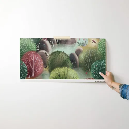 Miniatura 7 de Papel tapiz para despegar y pegar, bosque caprichoso, naturaleza, bosque, otoño, paisaje, árboles, animales, papel tapiz extraíble personalizado por