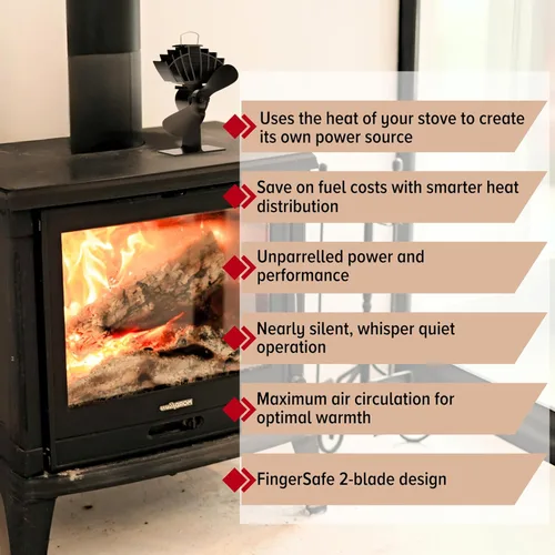Miniatura 3 de Ecofan UltrAir, Ventilador a calor, para horno a leña, mediano, hecho en Canadá., NA, Negro (Black Blade), M