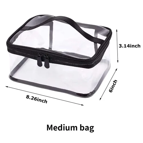 Miniatura 2 de Louise Maelys Bolsa de maquillaje transparente portátil de 2 piezas, con cremallera, impermeable, transparente, bolsa de almacenamiento de viaje