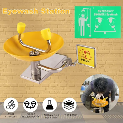 Miniatura 4 de Estación de lavado de ojos de emergencia montada en la pared – Yeipower Estación de lavado de ojos portátil de primeros auxilios Señal de riego