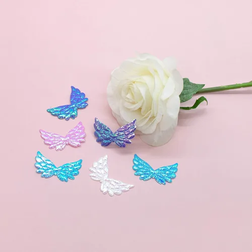 Miniatura 5 de AUEAR, Paquete de 60 pequeñas alas de ángel en relieve, apliques iridiscentes con purpurina para manualidades, varios