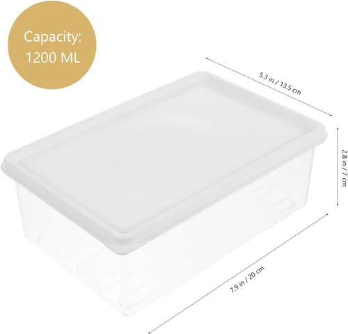 Miniatura 6 de Luxshiny Recipiente de almacenamiento de tocino para nevera, soporte de tocino, 40.6 fl oz, protector de carne, cortes en frío, conservador de queso