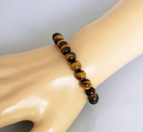 Miniatura 5 de USA Deals - Pulsera elástica 365 con ojo de tigre natural, piedras preciosas para yoga, energía curativa para hombres y mujeres, tamaño libre, Gema