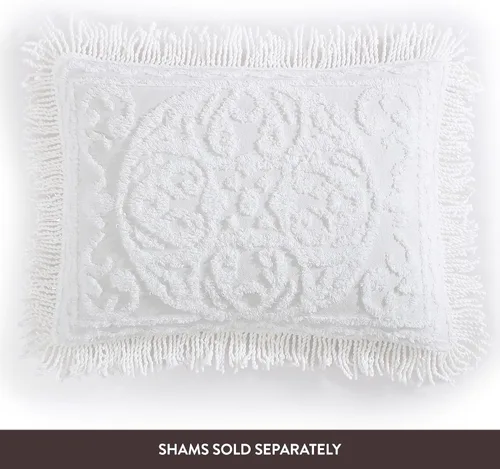 Miniatura 6 de Beatrice Home Fashions Colcha de Chenilla con Medallón, Full, Blanco