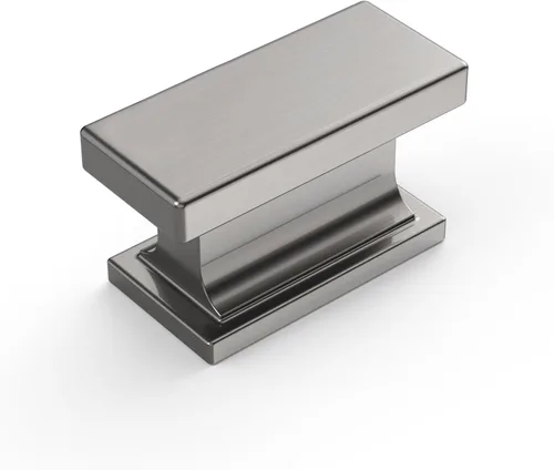 Miniatura 6 de Amerdeco - Paquete de 6 perillas en negro mate para gabinete, un solo orificio de 1.46 pulgadas, manijas para armarios, tiradores rectangulares