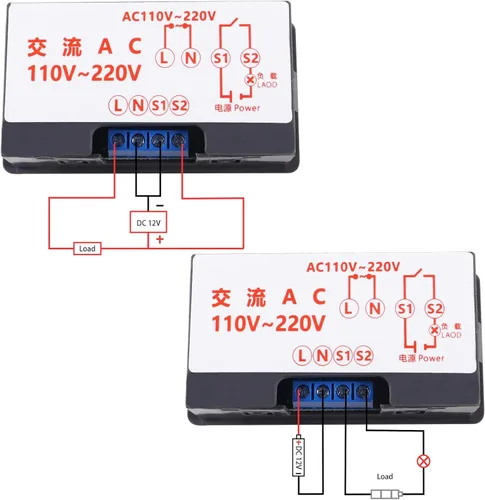 Miniatura 4 de 2 unids temporizador de retardo relé AC 110 V 220 V 10 A 1500 W programable pantalla LED digital ciclo temporizador retardo interruptor módulo