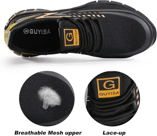 Miniatura 4 de GLANOUDUN Zapatos de punta de acero para hombres y mujeres, zapatos de seguridad ligeros y cómodos para hombres con punta de acero ancha, zapatos