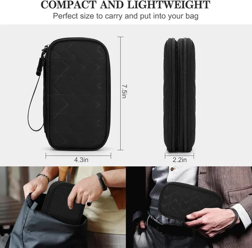 Miniatura 2 de FYY Organizador para accesorios electrónicos, para viajes, para cables, celular y cargadores, estuche portátil, impermeable, doble capa, bolsa