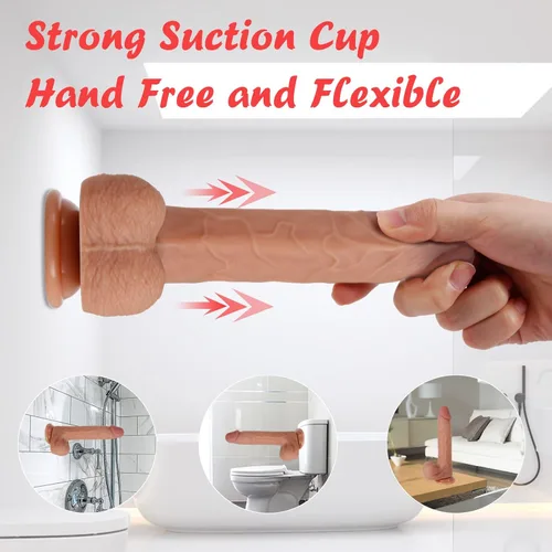 Miniatura 4 de Consoladore de silicona realista de 7.9" con copa de succión fuerte para manos libres, juguetes sexuales flexibles y realistas, juguetes sexuales