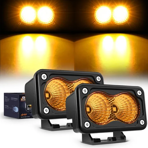 Nilight 2 cápsulas de luz ámbar para motocicleta, 2 unidades, 3 pulgadas, 1070 lúmenes, inundación, conducción offroad, luces antiniebla auxiliares