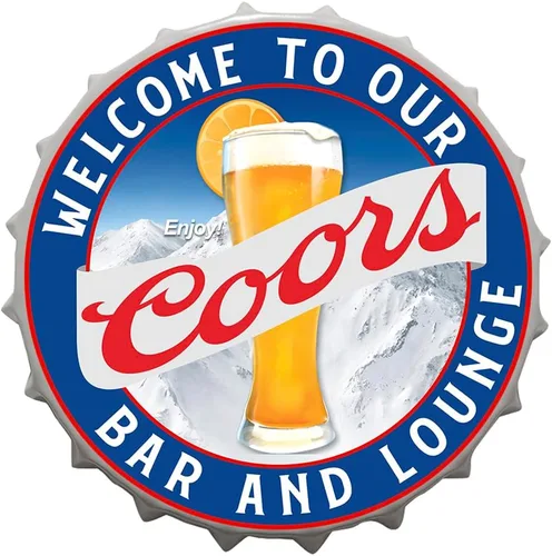 Miniatura 5 de mokarier Letrero decorativo con texto en inglés "Welcome to Our Bar and Lounge", tapas de metal para botellas, letreros de lata, cafetería, cerveza