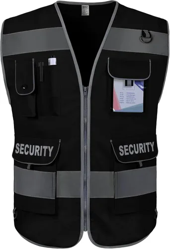 Miniatura 10 de TCCFCCT Chaleco de Seguridad de Malla para Guardia de Seguridad 9 Bolsillos Chaleco de Seguridad Reflectante de Alta Visibilidad para Hombres