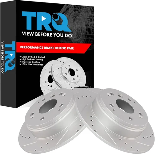 Miniatura 190 de TRQ Juego de rotores de freno de rendimiento trasero con revestimiento G premium compatible con Mazda 6 2014-2021