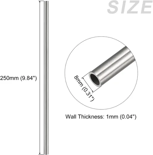 Miniatura 2 de METALLIXITY Tubo de acero inoxidable 304 (0.039 in de diámetro exterior x 0.008 in de pared T x 9.843 in de largo), 4 piezas, tubo recto