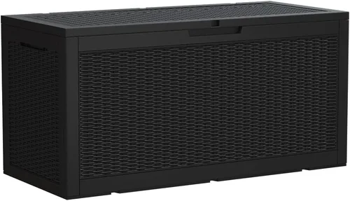 Miniatura 29 de Devoko 29 Gallon Waterproof Outdoor Storage Box Resin Deck Box Lockable and UV Resistant for Patio Furniture, Garden Tools (Black, 29 Gallon)