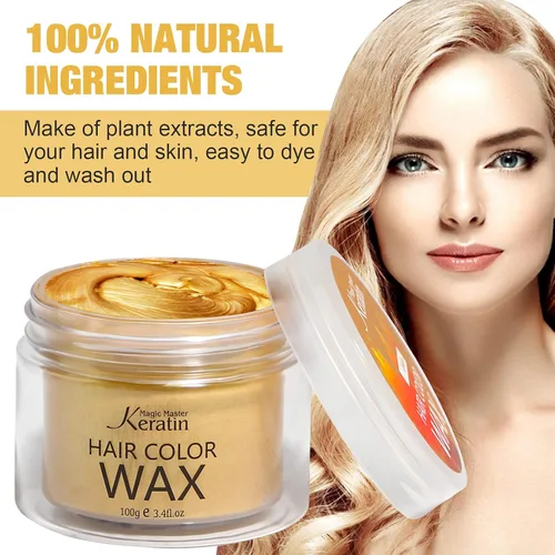 Miniatura 3 de Cera temporal para el cabello, color rubio dorado, cera de pintura de tinte para el cabello de Magic Master Keratin natural, lavable y temporal