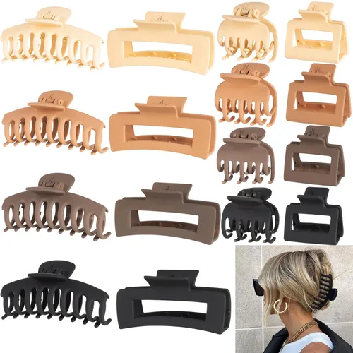 Miniatura 12 de Pinzas Premium para el Cabello para Mujeres: Pinzas de Garra con Lazo para Cabello Grueso y Delgado, Pinzas Grandes Antideslizantes con Lazo en Negro