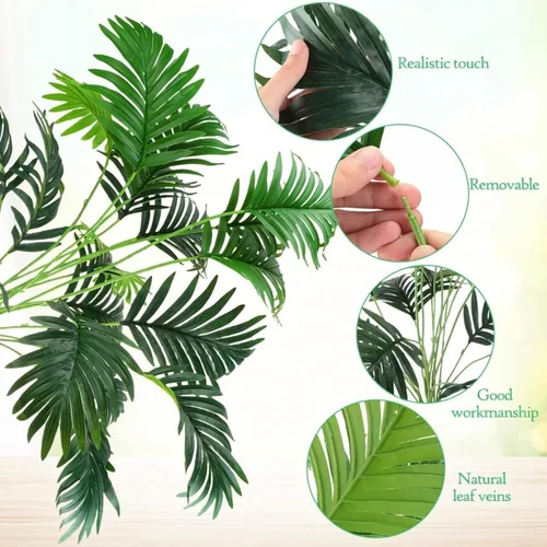 Miniatura 4 de Yunlly 6 piezas de plantas tropicales artificiales de 32 pulgadas, hojas de palmera falsas, plátano, Monstera, hojas de tortuga, palmera perenne