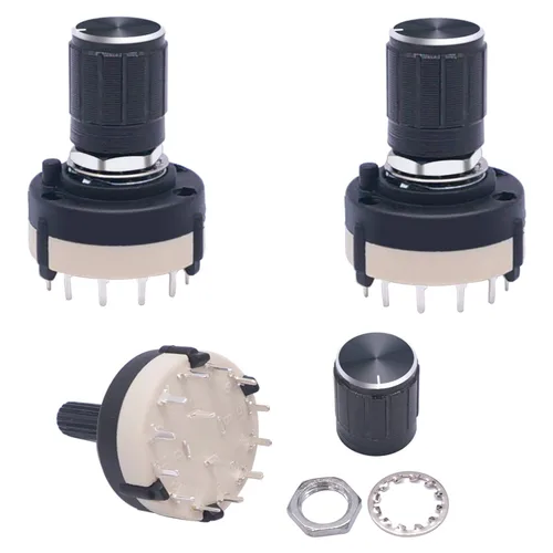 Miniatura 8 de Taiss Interruptor giratorio RS26 1P12T, interruptor de banda de canal de banda, interruptor selector giratorio de 1 polo, 12 posiciones, selector