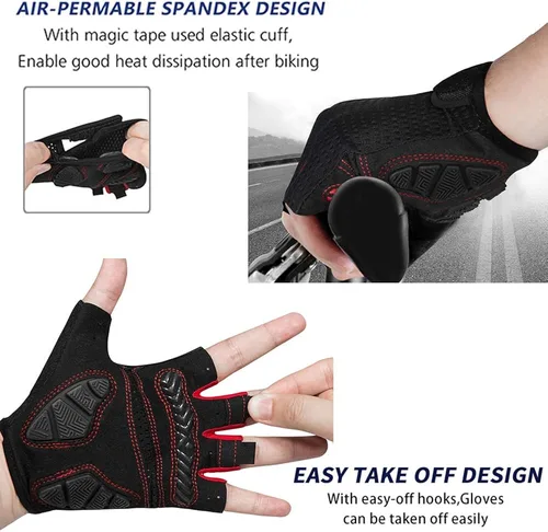 Miniatura 5 de MOREOK Guantes de ciclismo para hombres y mujeres almohadilla de gel transpirable antideslizante de 0.197in Guantes de ciclismo de medio dedo