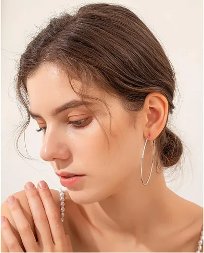 Miniatura 3 de Cocadant Big Gold Hoop Earrings for Women Girls,Dainty 14k Gold Hypoallergenic Rose Gold Silver Hoop Earrings with 925 Sterling Silver
